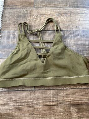 Olive Green Strappy Sports Bralette for Women